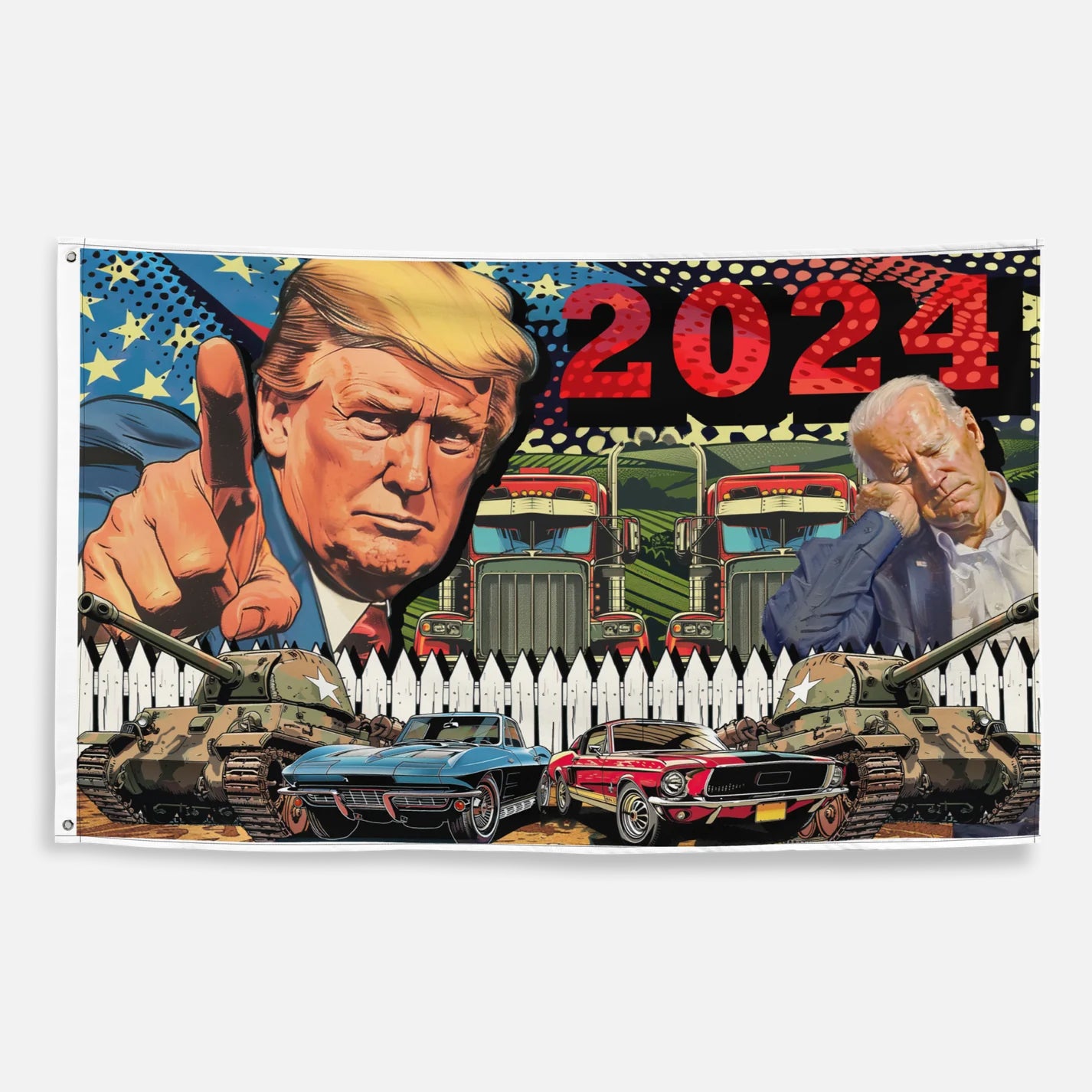 Trump Flag 2024 3x5 Indoor Outdoor Designed in USA 100% Polyester American Flags for Outside Inside with 2 Iron Grommets Single Sided Fade Resistant and Water Resistant Trump Flags 2024