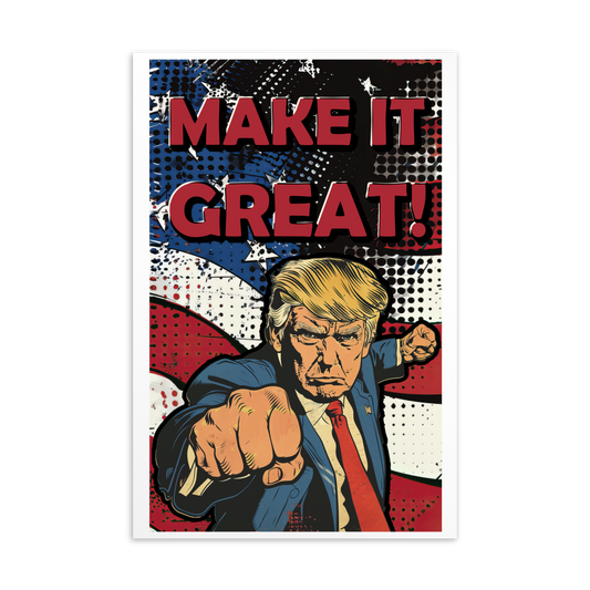 Make it Great Trump Card - 4 x 6 Inches - Coated Outer Surface - Premium - Greeting Card - Souvenir - Gift - Patriotic - MAGA - 2024 - Political - American